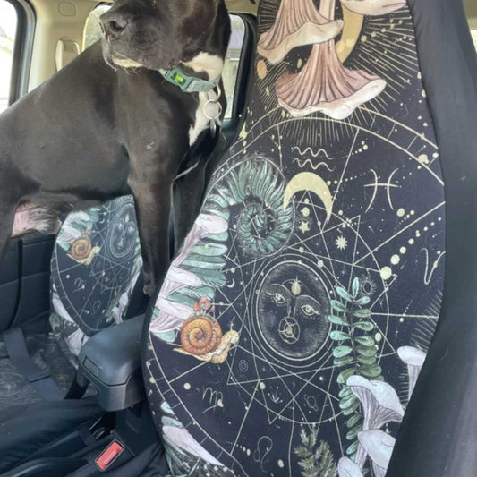 Witchy whimsigoth mushroom snail zodoac car seat cover dog pet approved