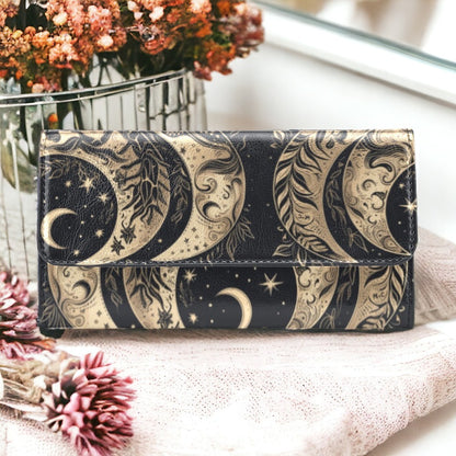 Moon phase Botanical Trifold Wallet | Sense Forest