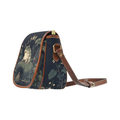 Goblincore Green Forest Frog Canvas Saddle Bag | Sense Forest