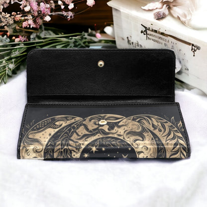 Moon phase Botanical Trifold Wallet | Sense Forest