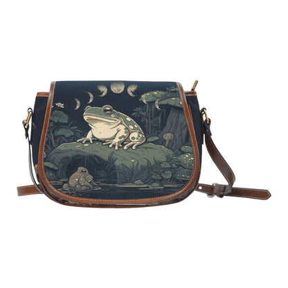 Goblincore Green Forest Frog Canvas Saddle Bag | Sense Forest