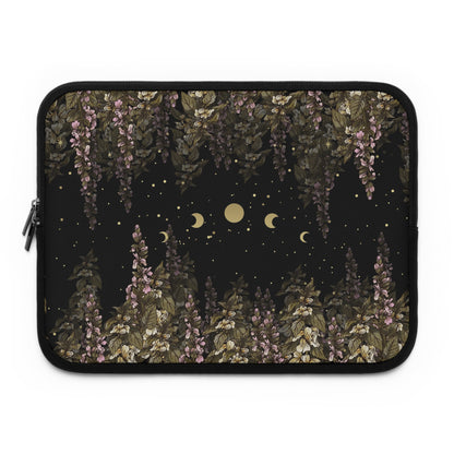 Foxglove flowers moon phase laptop sleeve travel case |Sense Forest