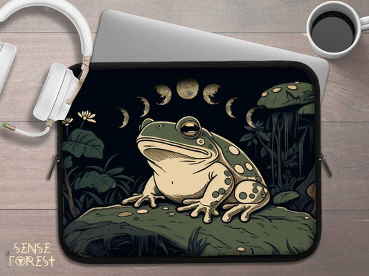 Goblincore Moon phase Frog forest laptop sleeve | Sense Forest