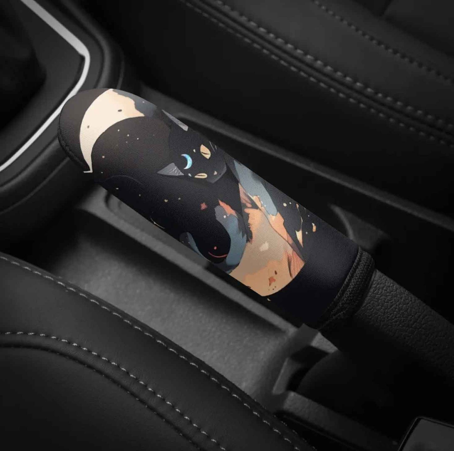 Anime Black White Moon Cats Car Seat Covers Full Set - sense forest