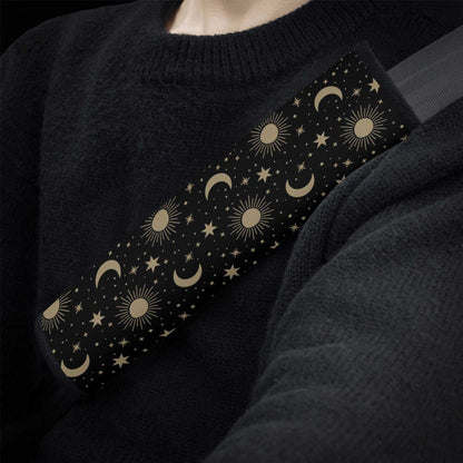 Black Gold Celestial Mushroom Car Seat Covers Set - sense forest