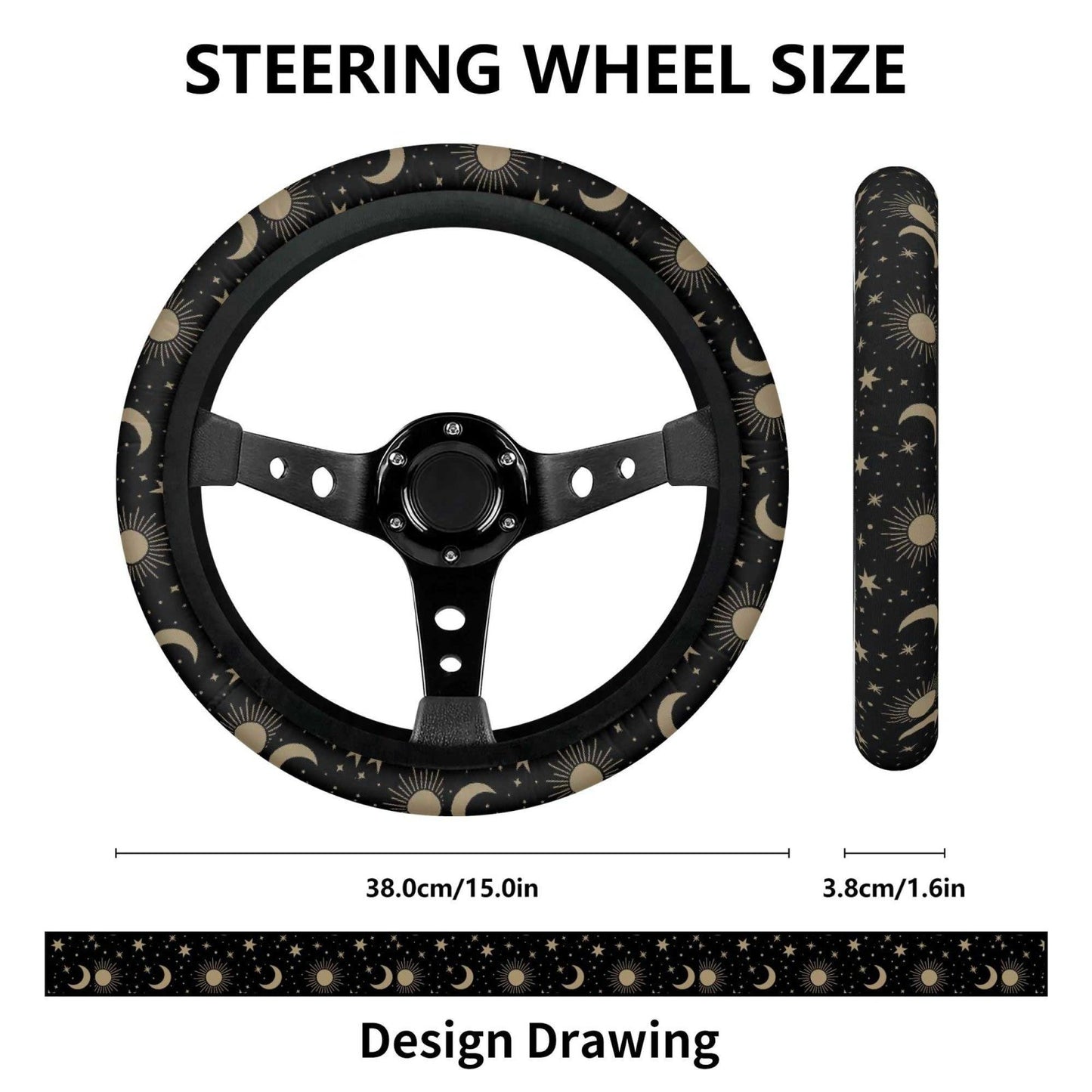 Black Gold Celestial Mushroom Car Seat Covers Set - sense forest