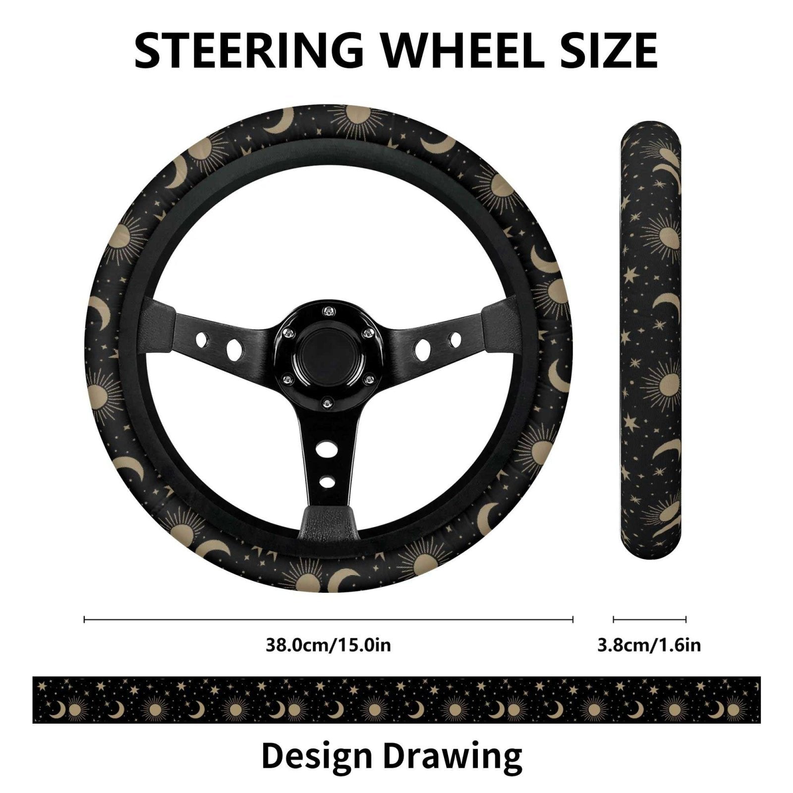 Black Gold Celestial Mushroom Car Seat Covers Set - sense forest