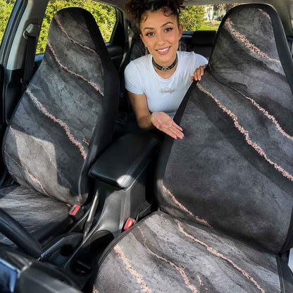 Black watercolor glitter Marble print Car Seat Covers Full Set - sense forest