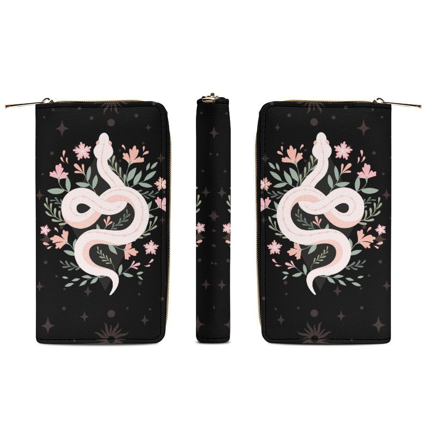 Boho Floral Witchy Snake Clutch Wallet - sense forest