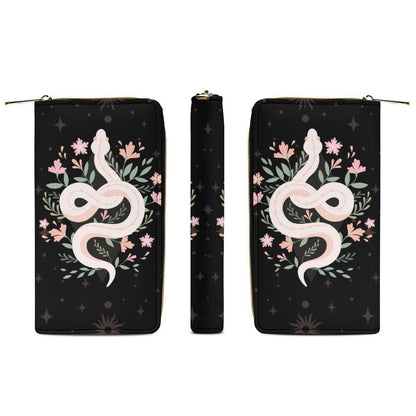 Boho Floral Witchy Snake Clutch Wallet - sense forest