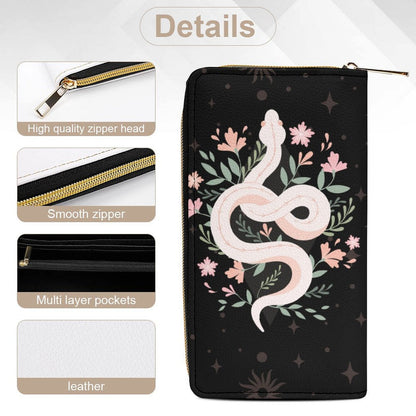 Boho Floral Witchy Snake Clutch Wallet - sense forest