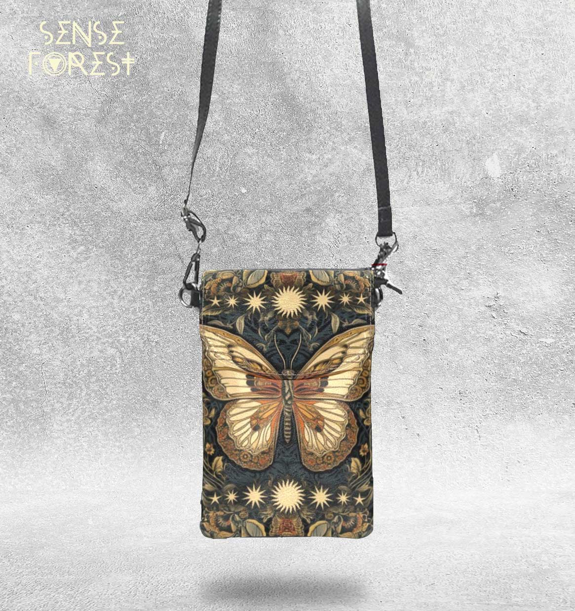 Celestial butterfly Vegan leather phone purse - sense forest