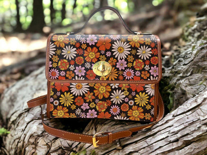 Cottagecore 70s Daisy print satchel bag - sense forest