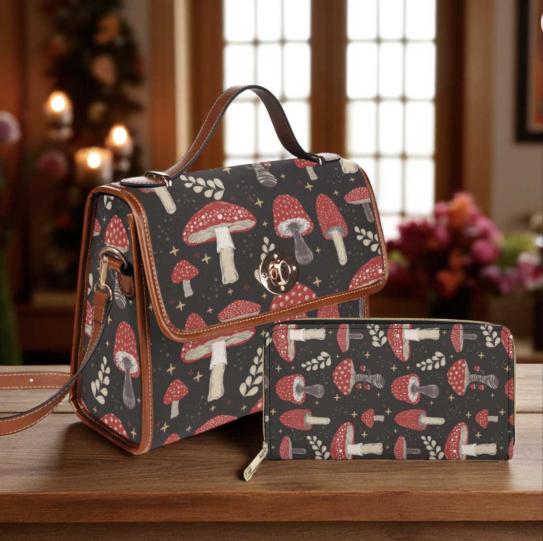 Cottagecore Amanita mushroom Canvas Satchel Bag - sense forest
