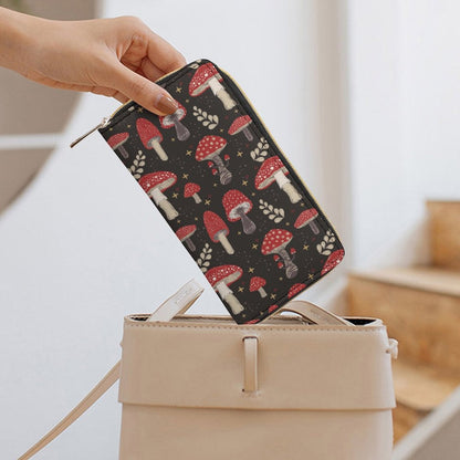 Cottagecore Amanita mushroom Zip Around Clutch Wallet - sense forest