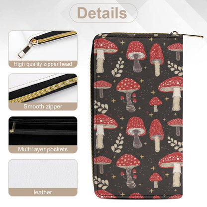 Cottagecore Amanita mushroom Zip Around Clutch Wallet - sense forest