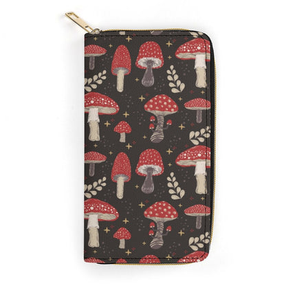 Cottagecore Amanita mushroom Zip Around Clutch Wallet - sense forest