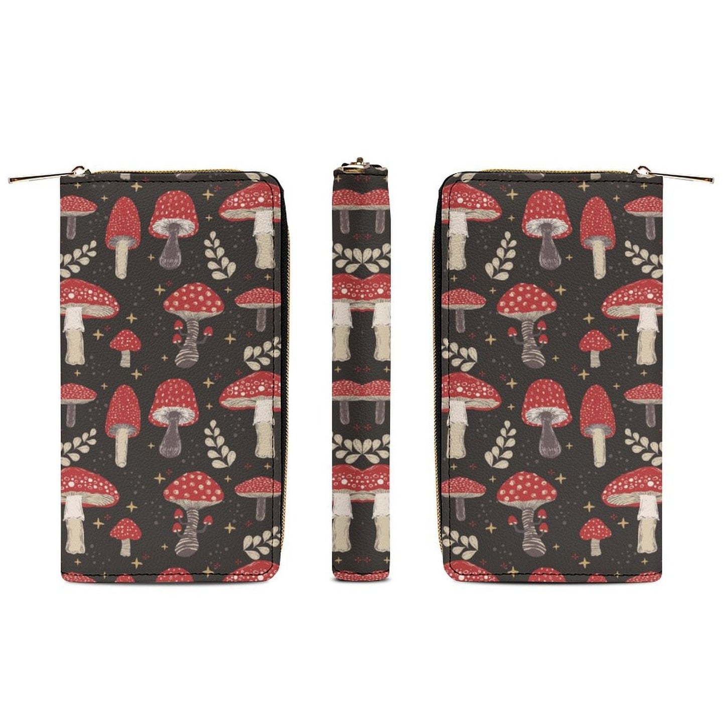 Cottagecore Amanita mushroom Zip Around Clutch Wallet - sense forest