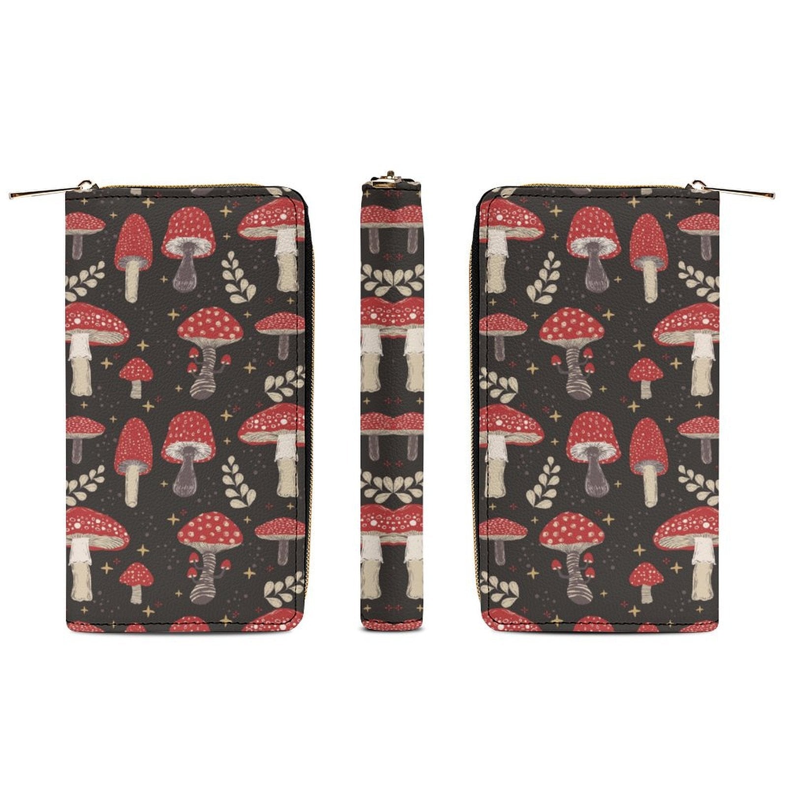 Cottagecore Amanita mushroom Zip Around Clutch Wallet - sense forest