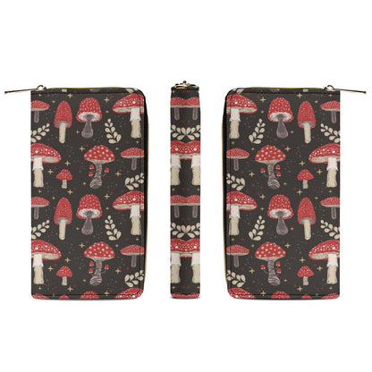 Cottagecore Amanita mushroom Zip Around Clutch Wallet - sense forest