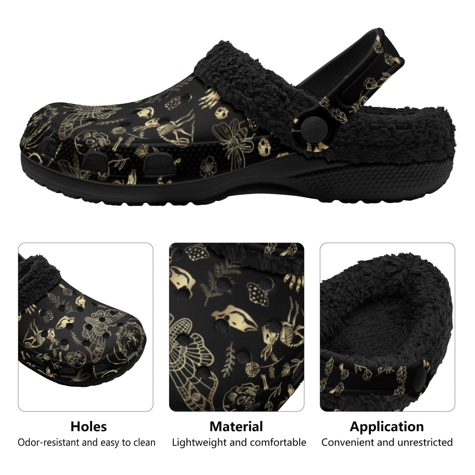 Cottagecore Forest Animal bones Skeleton slippers Fur Lined Witchy shoes - sense forest