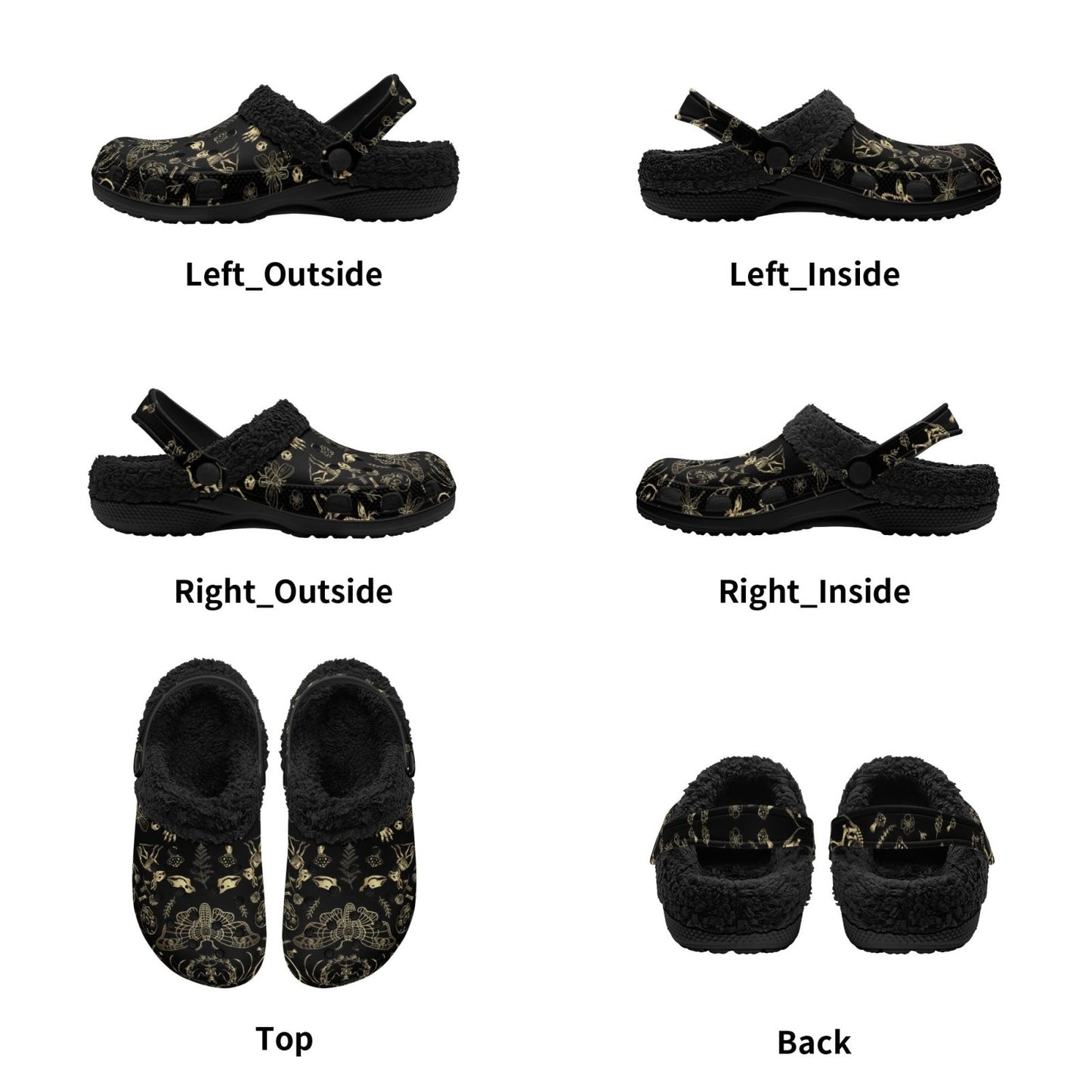 Cottagecore Forest Animal bones Skeleton slippers Fur Lined Witchy shoes - sense forest
