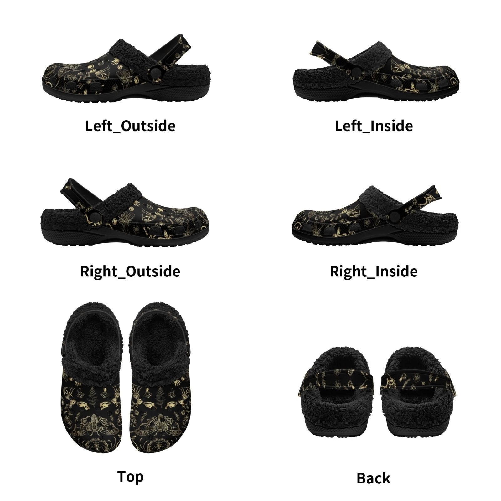 Cottagecore Forest Animal bones Skeleton slippers Fur Lined Witchy shoes - sense forest