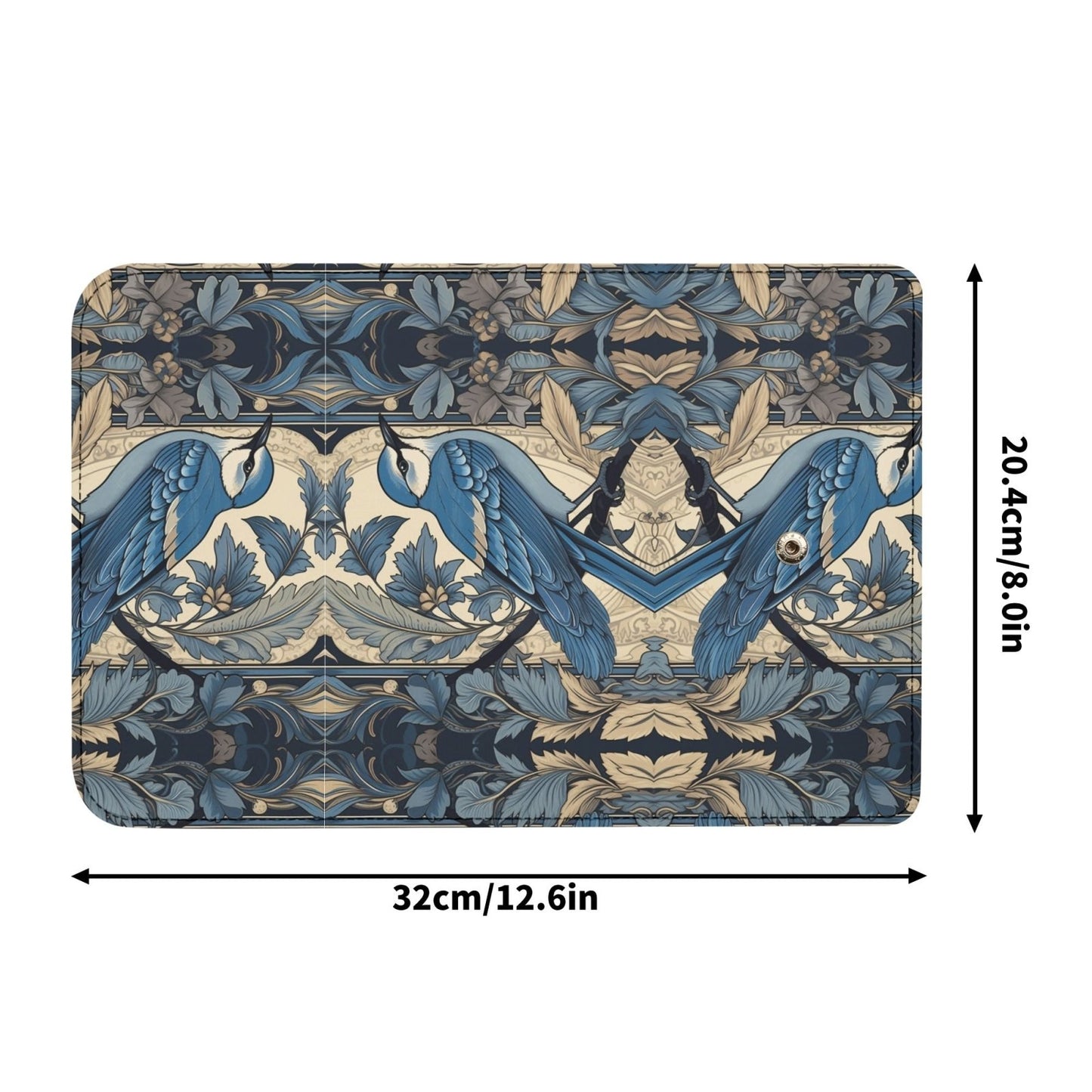 Cottagecore Forest Blue Jay Trifold Leather Clutch Long Wallet - sense forest