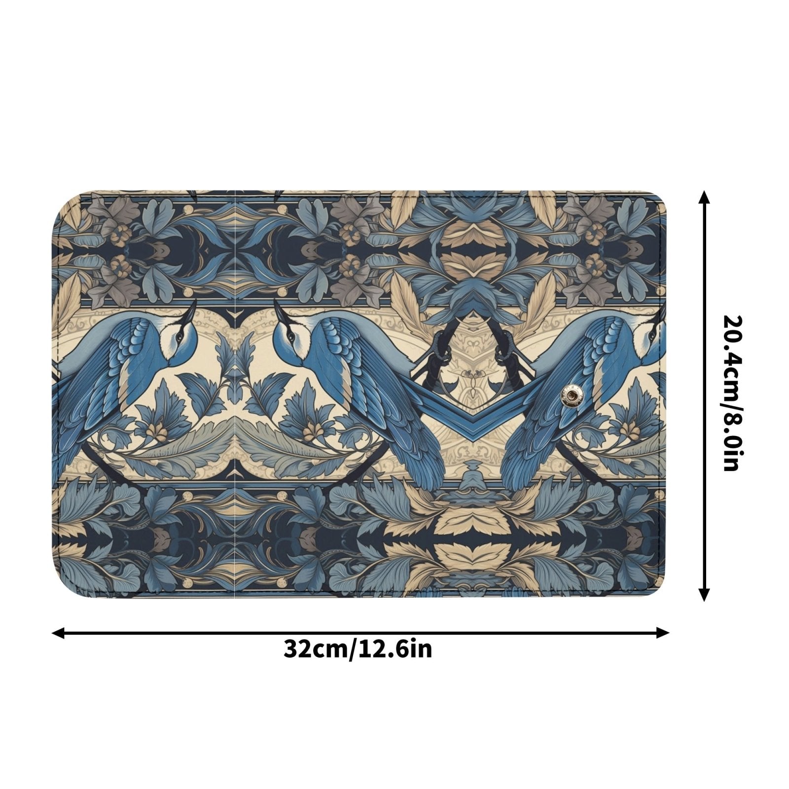 Cottagecore Forest Blue Jay Trifold Leather Clutch Long Wallet - sense forest