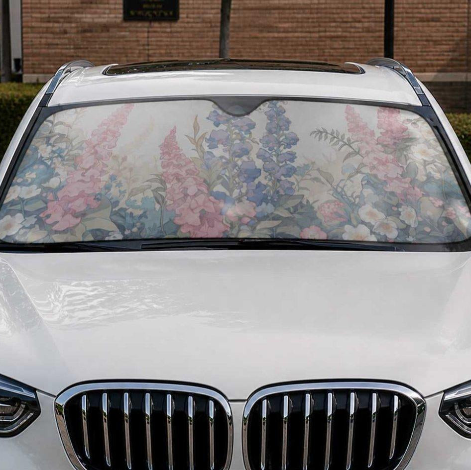 Cottagecore Foxgloves wildflower Pastel Car Windshield Sun Shade | Sense Forest - sense forest