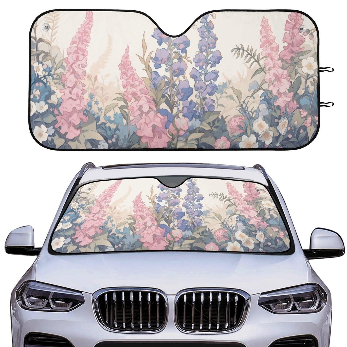 Cottagecore Foxgloves wildflower Pastel Car Windshield Sun Shade | Sense Forest - sense forest