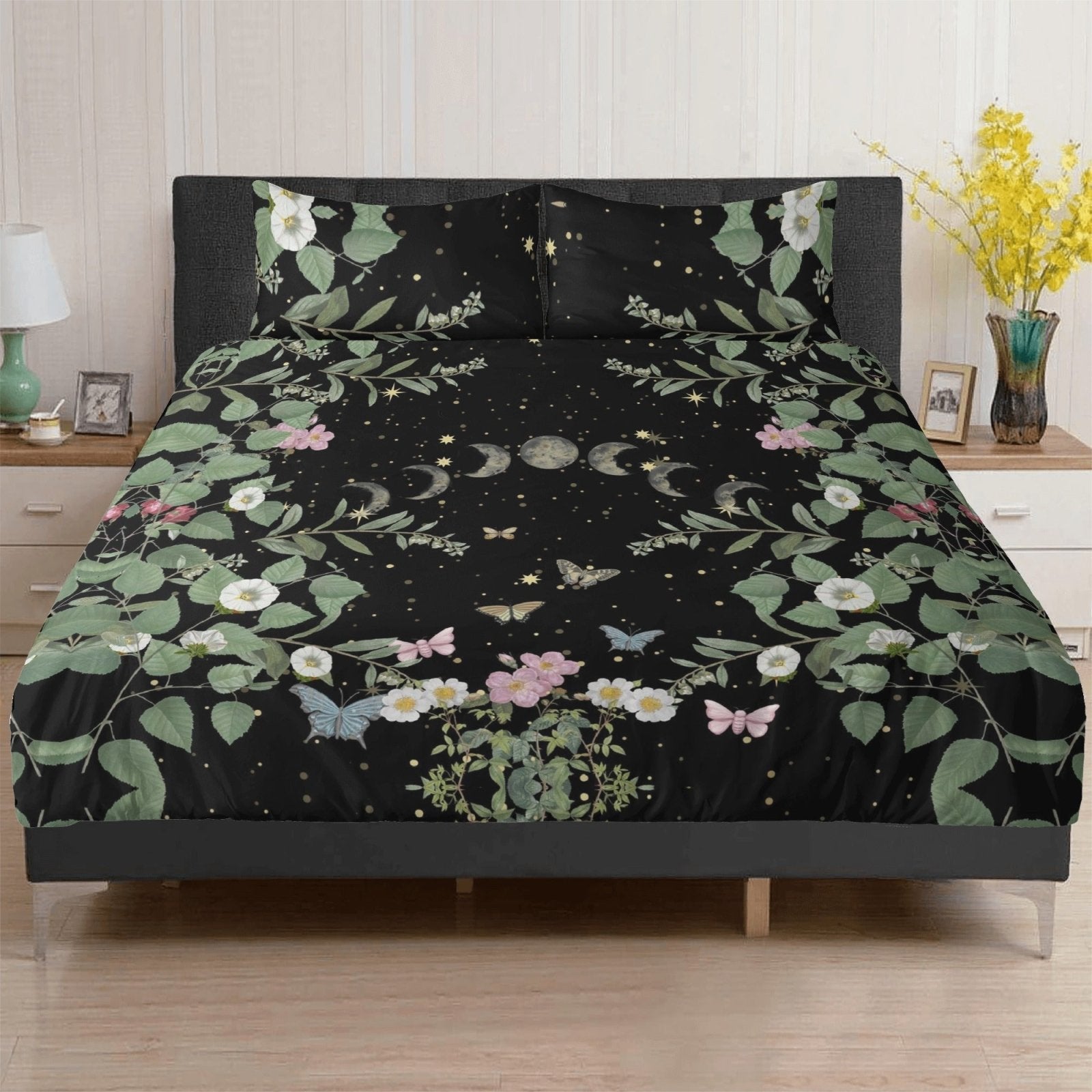 Cottagecore moon butterflies forest 3 Pcs Beddings - sense forest