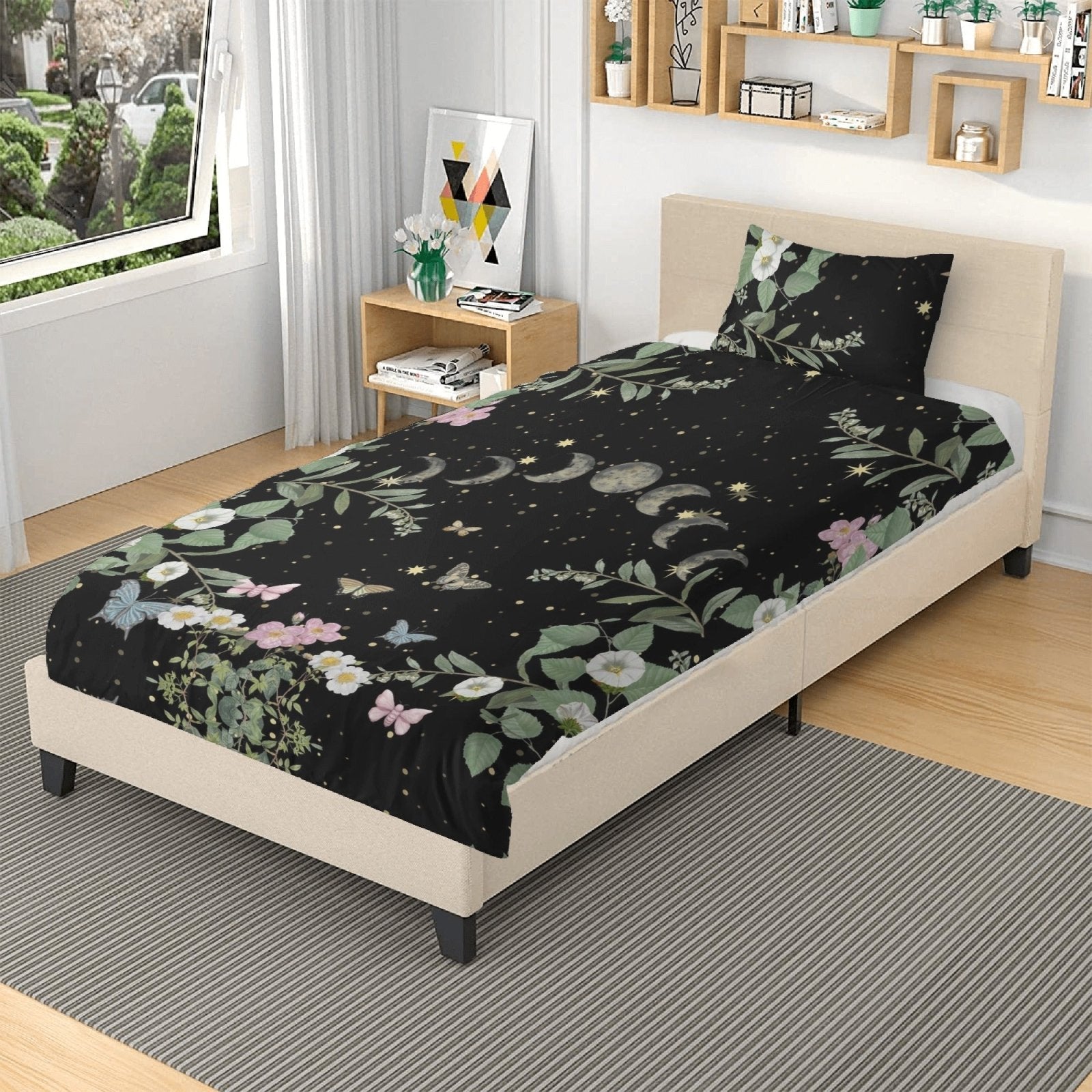 Cottagecore moon butterflies forest 3 Pcs Beddings - sense forest