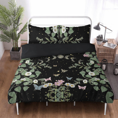 Cottagecore moon butterflies forest 3 Pcs Beddings - sense forest