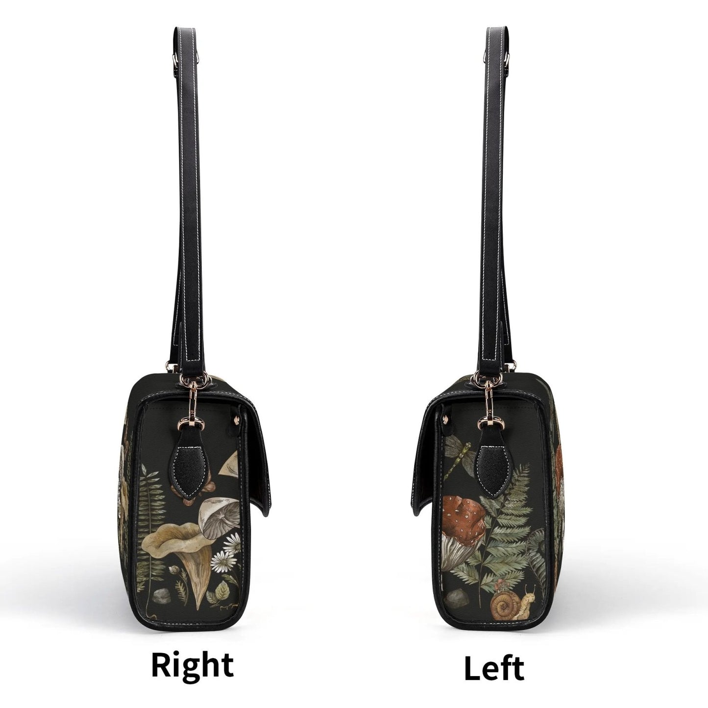 Cottagecore Mushroom Fern Forest Vegan Leather Satchel Bag - sense forest