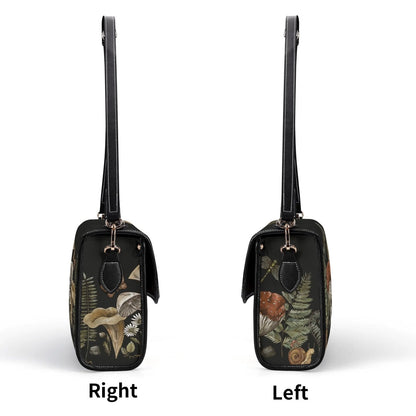 Cottagecore Mushroom Fern Forest Vegan Leather Satchel Bag - sense forest