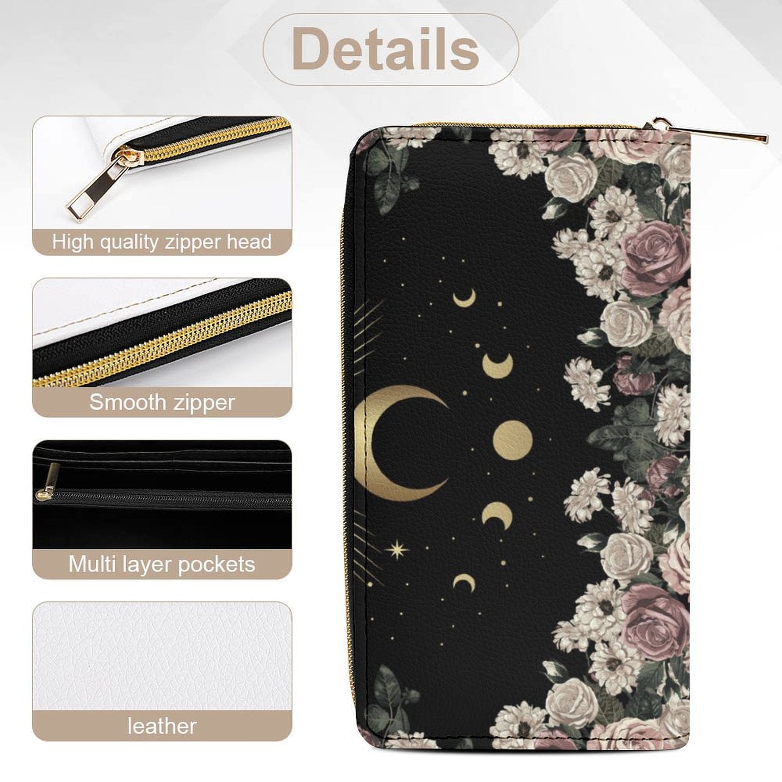 Cottagecore Pale Rose Moon Purse Canvas Satchel Bag - sense forest