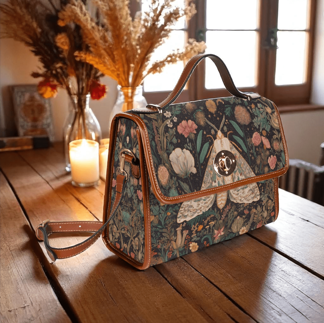Cottagecore Witch Moth purse Canvas Satchel witchy Bag - sense forest