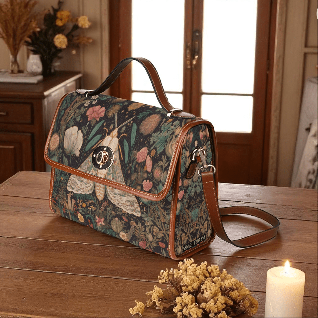 Cottagecore Witch Moth purse Canvas Satchel witchy Bag - sense forest