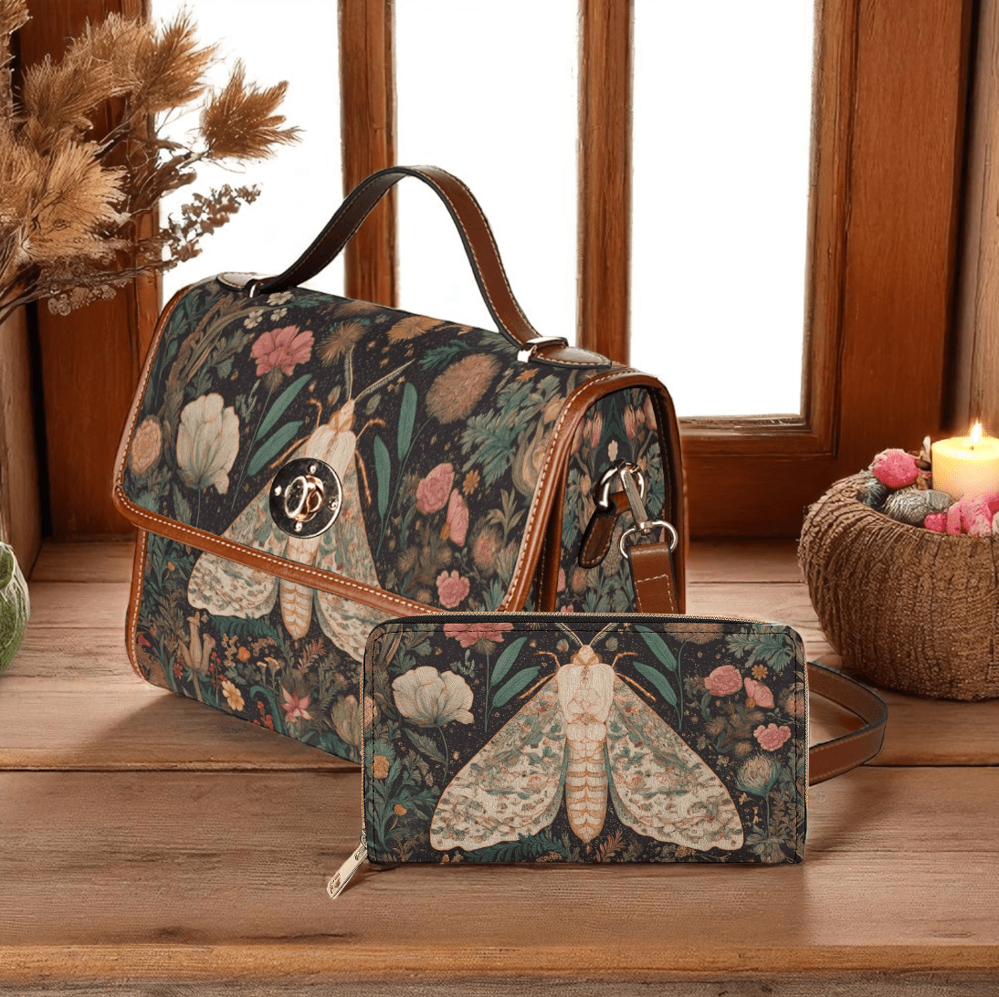 Cottagecore Witch Moth purse Canvas Satchel witchy Bag - sense forest