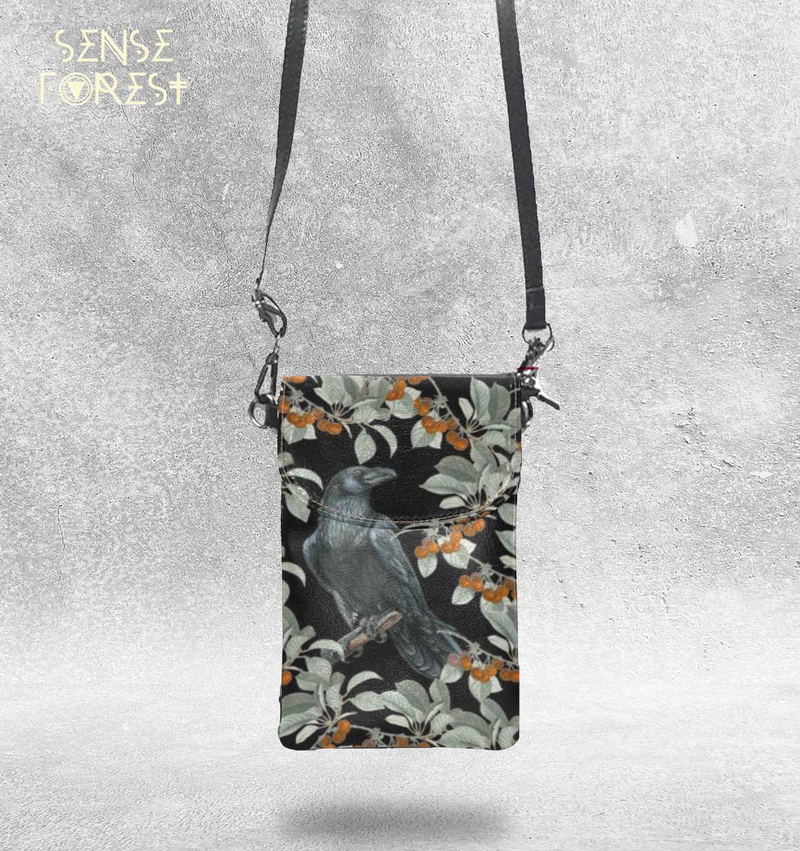 Crow Vegan Leather phone purse - sense forest