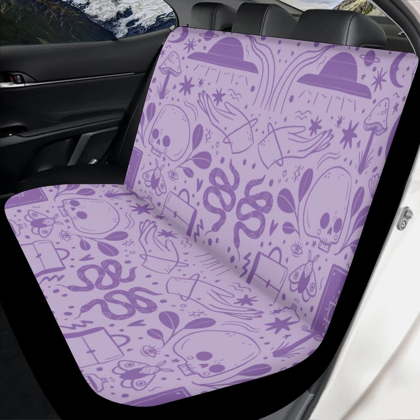 Cute Spooky Goth Pastel Purple Car Seat Cover Set - sense forest