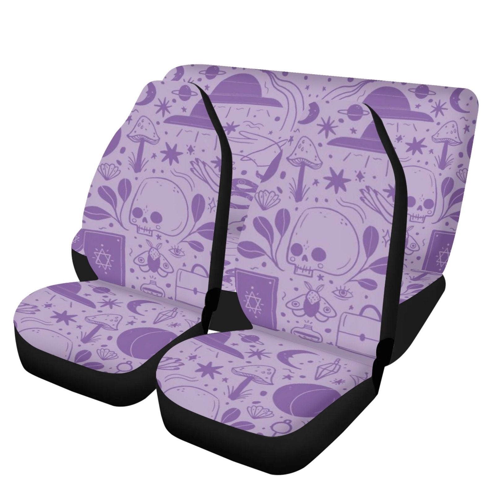 Cute Spooky Goth Pastel Purple Car Seat Cover Set - sense forest