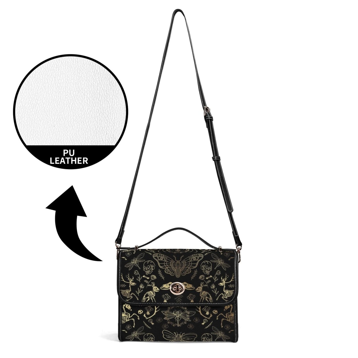 Dark Academia Forest Animal bones Vegan Leather Satchel Bag | Sense Foreset - sense forest