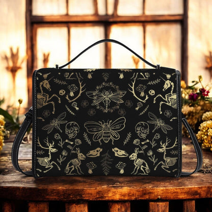 Dark Academia Forest Animal bones Vegan Leather Satchel Bag | Sense Foreset - sense forest