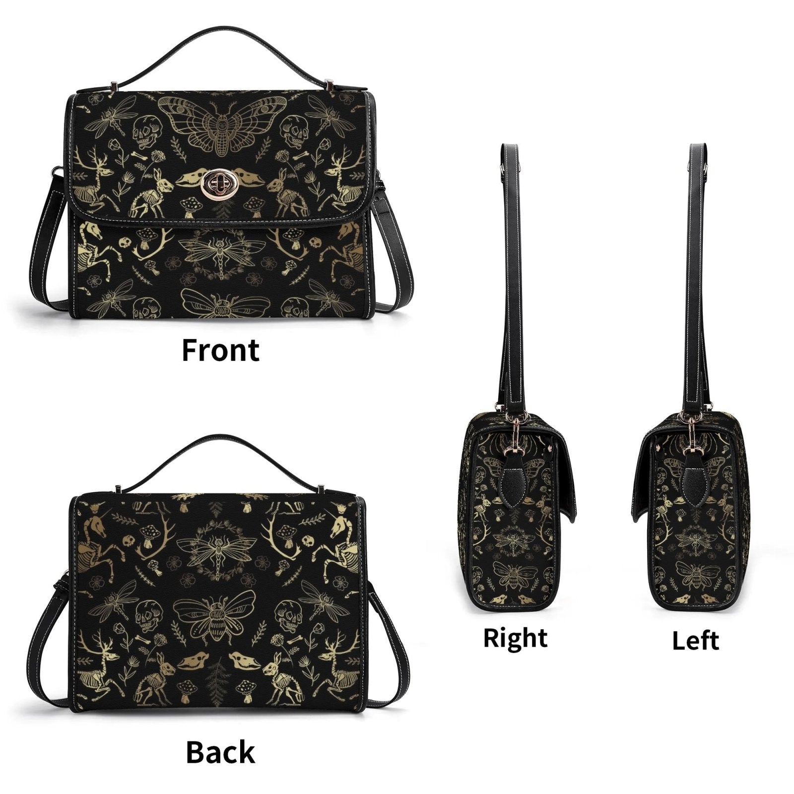 Dark Academia Forest Animal bones Vegan Leather Satchel Bag | Sense Foreset - sense forest