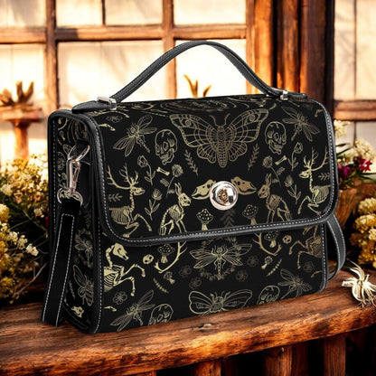 Dark Academia Forest Animal bones Vegan Leather Satchel Bag | Sense Foreset - sense forest