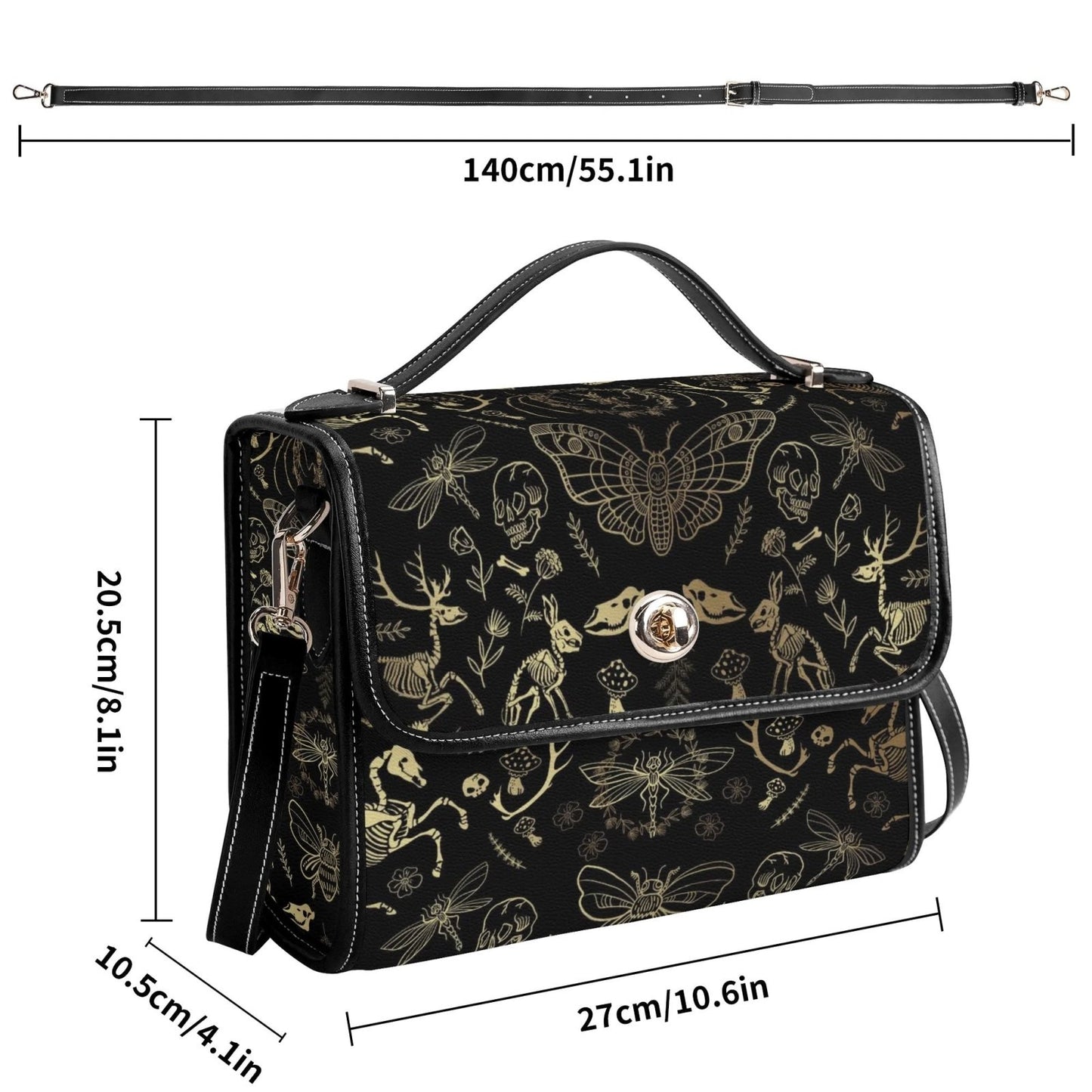 Dark Academia Forest Animal bones Vegan Leather Satchel Bag | Sense Foreset - sense forest