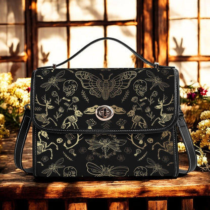 Dark Academia Forest Animal bones Vegan Leather Satchel Bag | Sense Foreset - sense forest