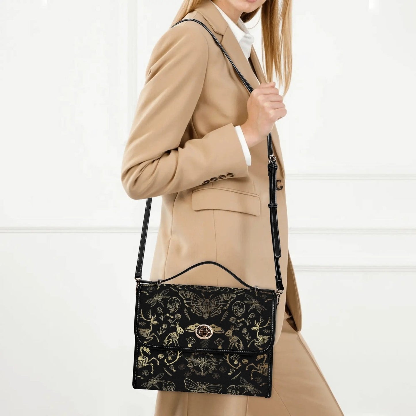 Dark Academia Forest Animal bones Vegan Leather Satchel Bag | Sense Foreset - sense forest